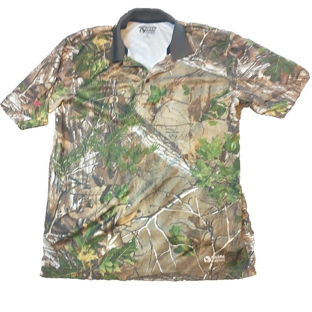 Gander Mountain Guide Series Mens Camo Polo Shirt Realtree Xtra Green Medium